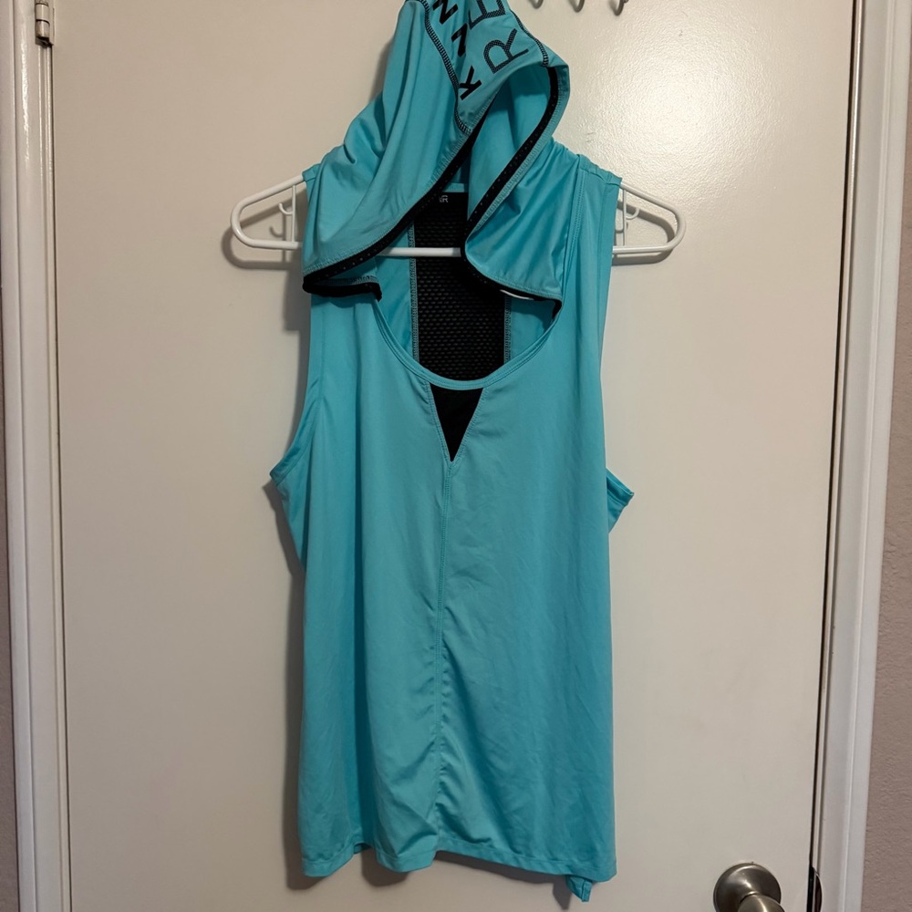KENNETH COLE REACTION Womens Large Hooded Sleeveless Tank Mesh Sheer Workout